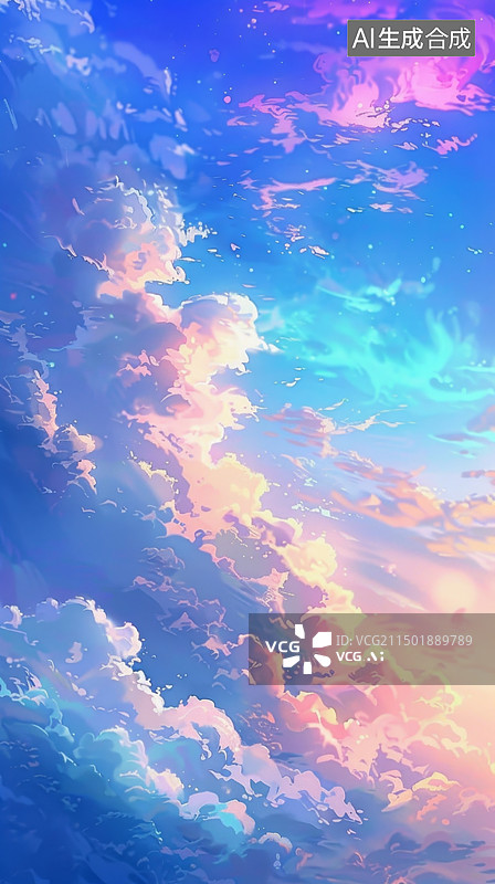 【AI数字艺术】晚霞云海航拍视角图片素材