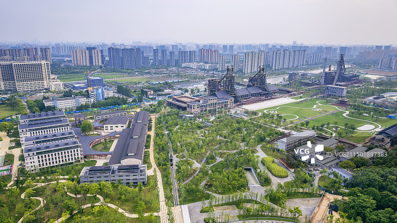 杭州大运河杭钢公园航拍图片素材