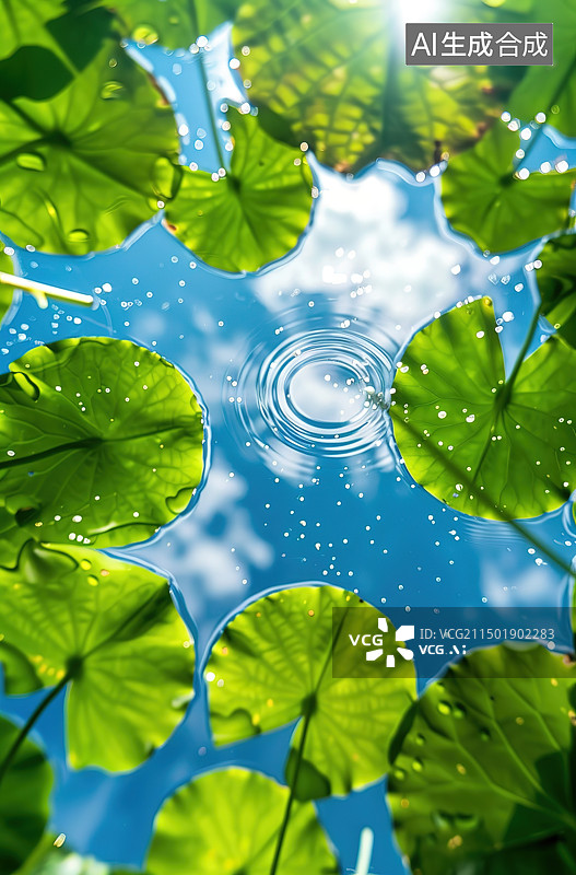 【AI数字艺术】夏天的荷花与荷叶图片素材