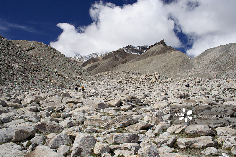 青藏高原喜马拉雅山脉（珠穆朗玛峰）的地形地质风景图片素材