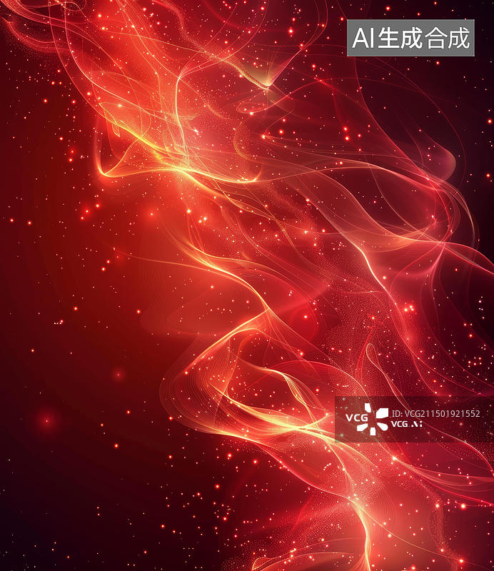 【AI数字艺术】红色丝带状星云图片素材