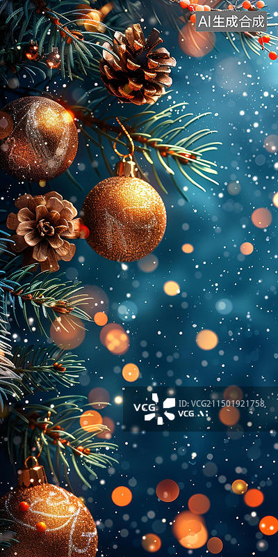 【AI数字艺术】圣诞节装饰的圣诞树图片素材