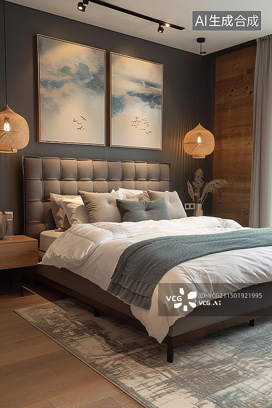 【AI数字艺术】宜家风格的卧室图片素材