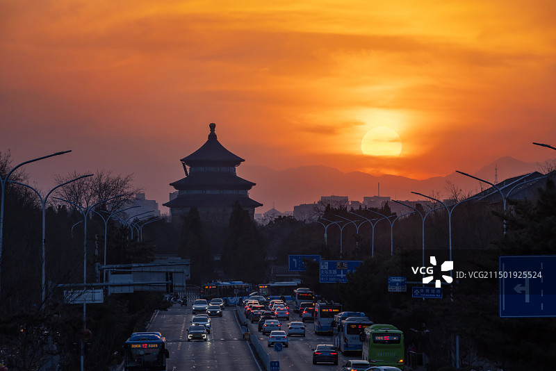 天坛祈年殿日落风光图片素材