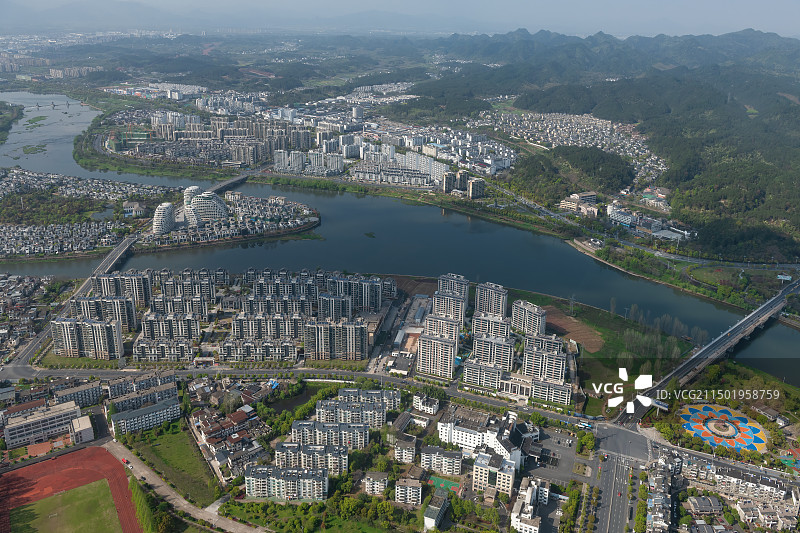 鸟瞰黄山市图片素材