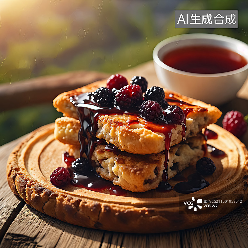 【AI数字艺术】黑莓酱酥饼食物插画图片素材