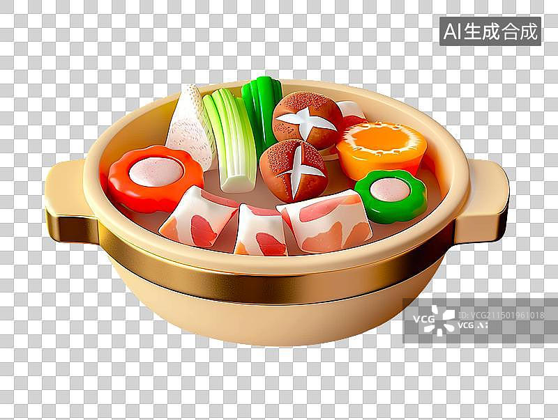 【AI数字艺术】3d立体蔬菜备菜火锅食材免抠元素插画广告配图图片素材