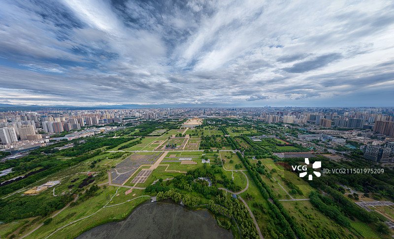 陕西西安大明宫与大雁塔中轴线图片素材