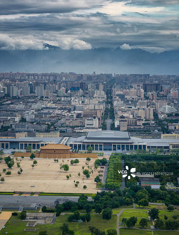 陕西西安大明宫与大雁塔中轴线图片素材