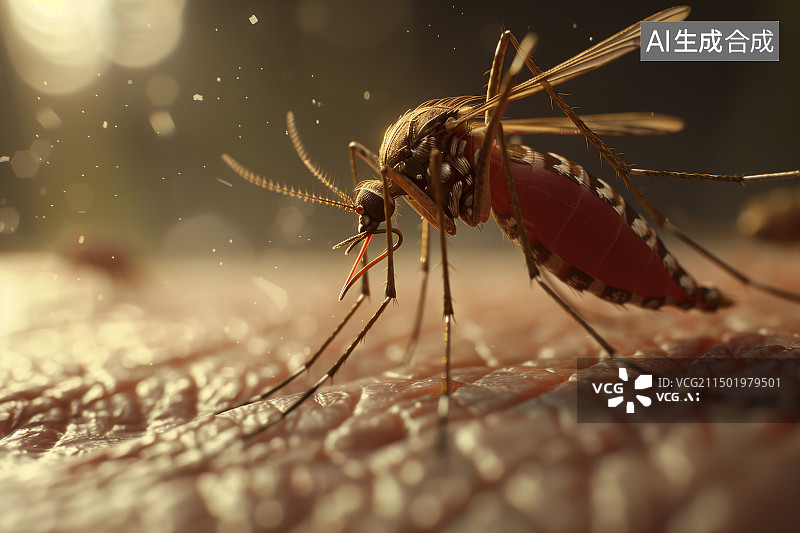 【AI数字艺术】花斑蚊在吸血图片素材