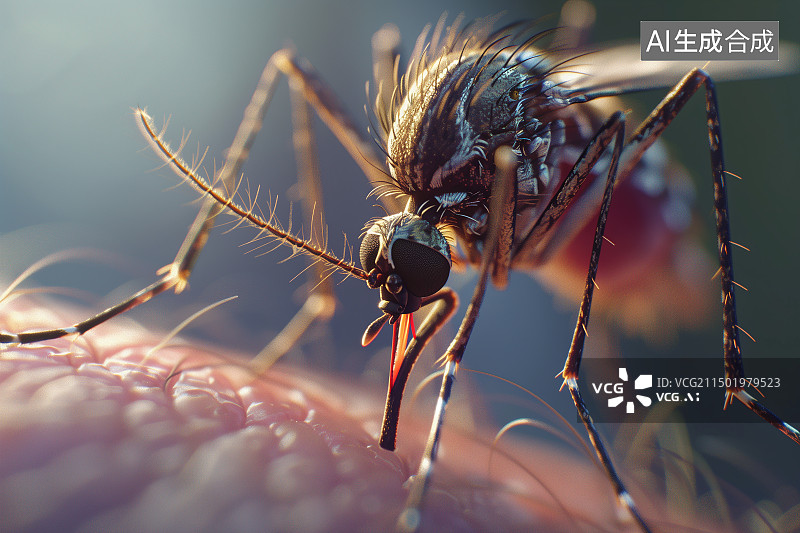 【AI数字艺术】花斑蚊在吸血图片素材