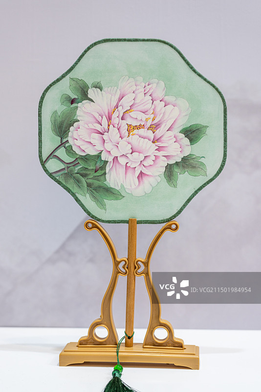 苏绣牡丹团扇图片素材