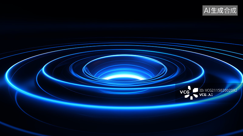 【AI数字艺术】圆形的旋涡状科技感线条 光线 商务主题图片素材