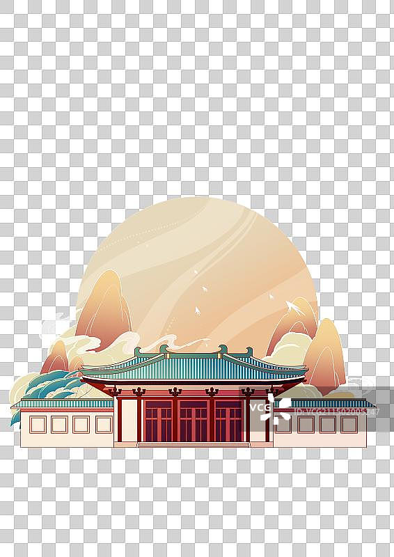 西安地标建筑插画陕西历史博物馆图片素材