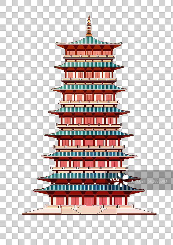 西安地标建筑插画长安塔图片素材