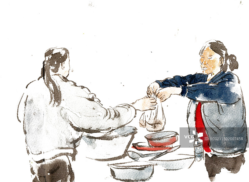 卖早点的女子图片素材