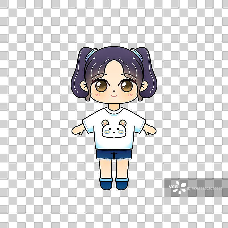 卡通可爱创意服饰女孩插画系列元素图片素材