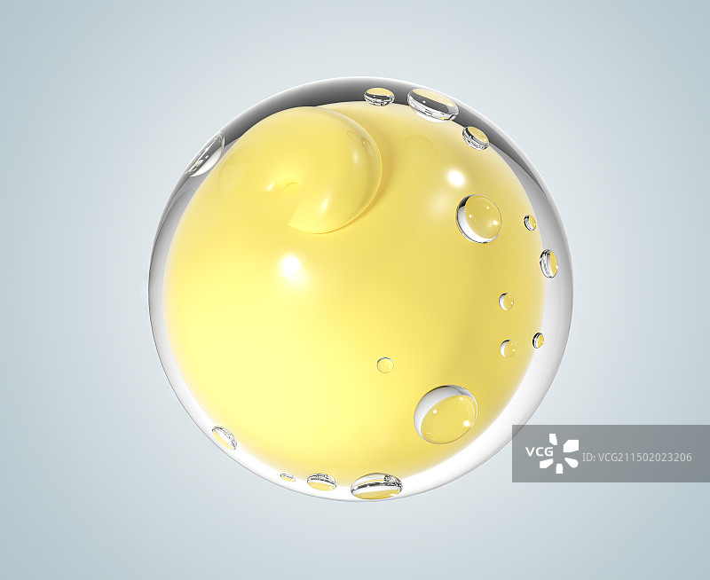 外面包裹水和水泡的黄色球体图片素材