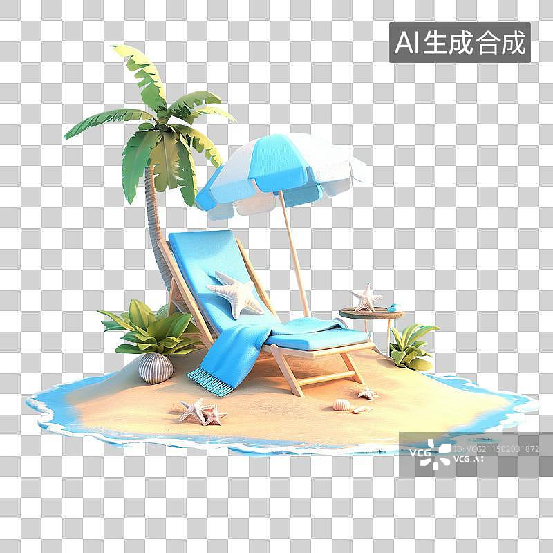 【AI数字艺术】夏日3D物品元素免抠图沙滩椅素材图片素材