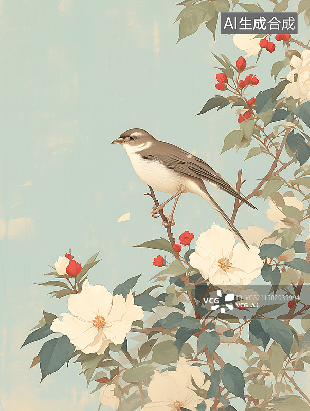 【AI数字艺术】中国画花鸟图片素材
