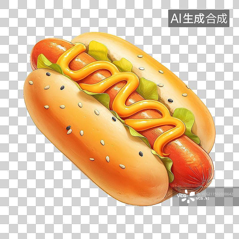 【AI数字艺术】一个热狗食物插画图片素材