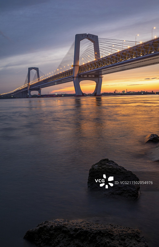 芜湖长江三桥夜景图片素材