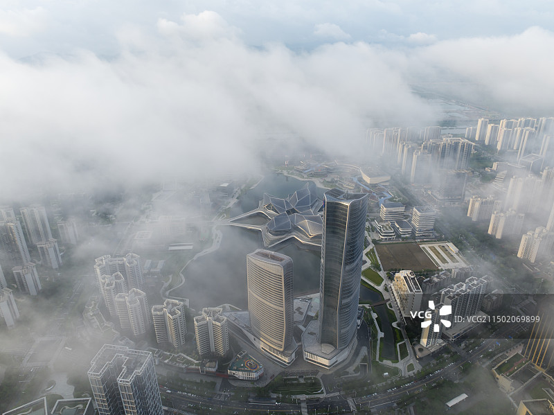 航拍珠海金湾区市民文化活动中心图片素材