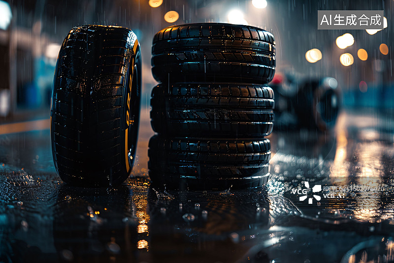 【AI数字艺术】汽车轮胎特写车辆维修服务交通运输广告背景图片素材