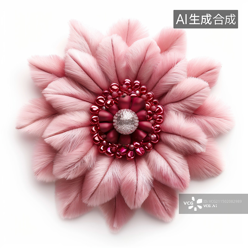 【AI数字艺术】3D粉色毛绒质感花朵图片素材