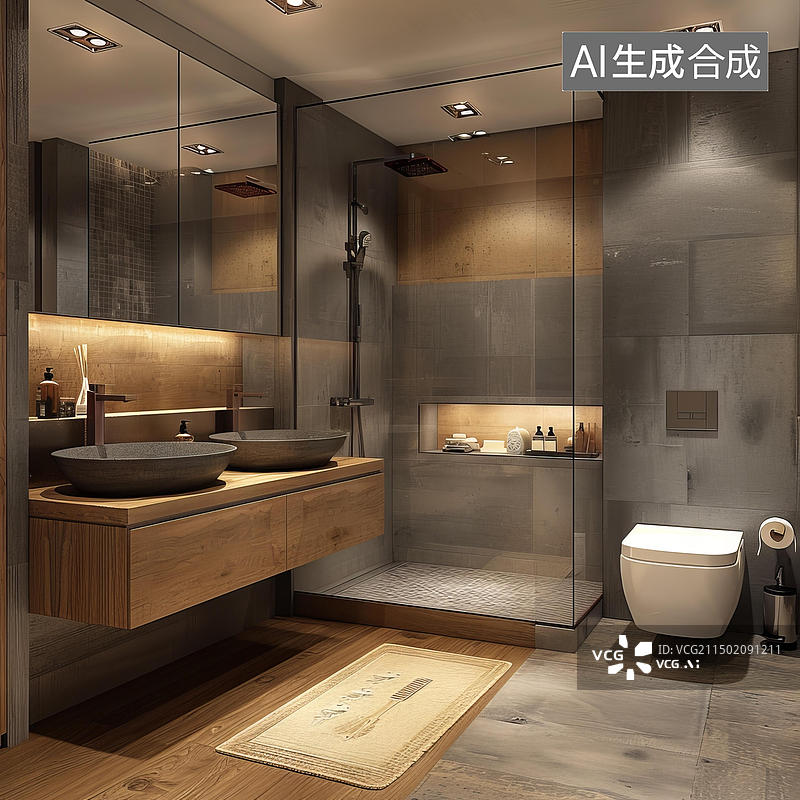 【AI数字艺术】现代简约风格卫浴间图片素材