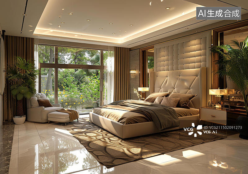 【AI数字艺术】豪华卧室的AI图片图片素材