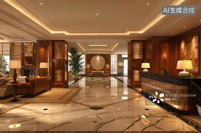 【AI数字艺术】酒店大堂的AI图片图片素材