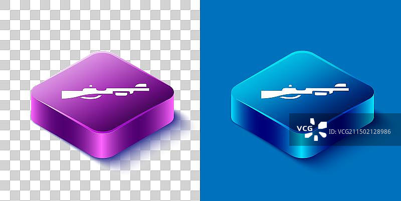 2.5D猎枪图标，蓝背景图片素材