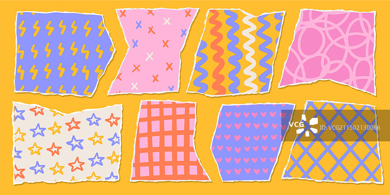 复古拼贴的撕裂纸片图片素材