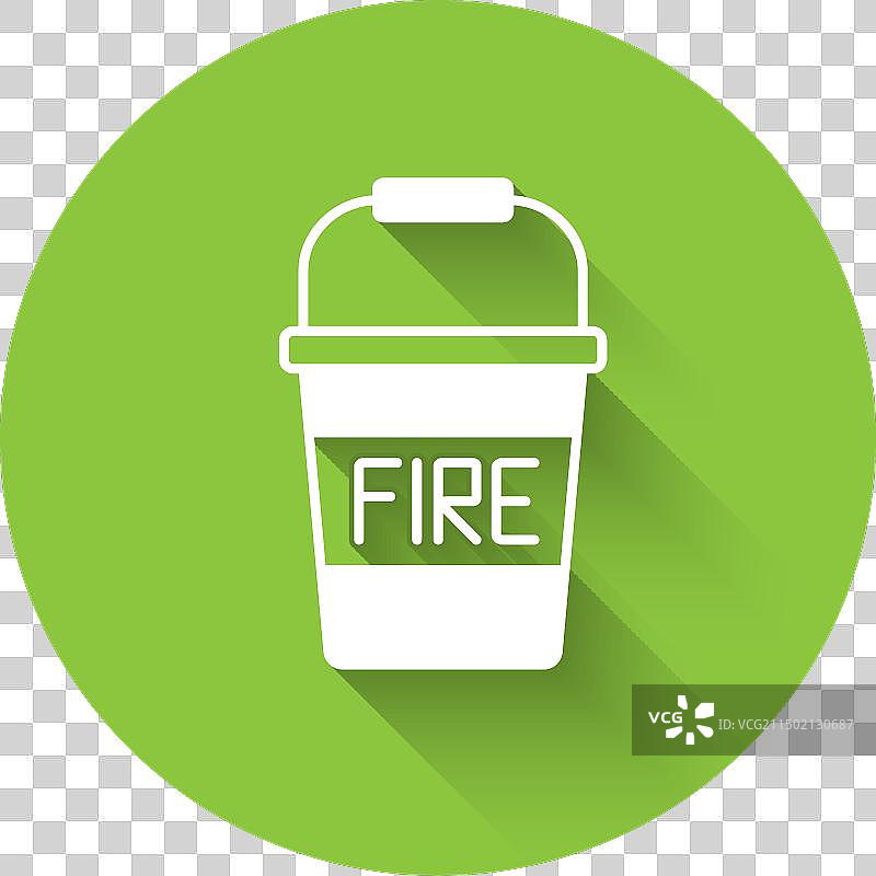 白色消防桶图标，带长阴影图片素材