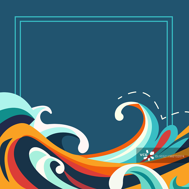海水波浪线条边框背景图片素材