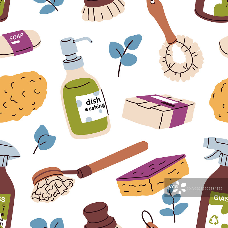 环保清洁产品无缝图案图片素材