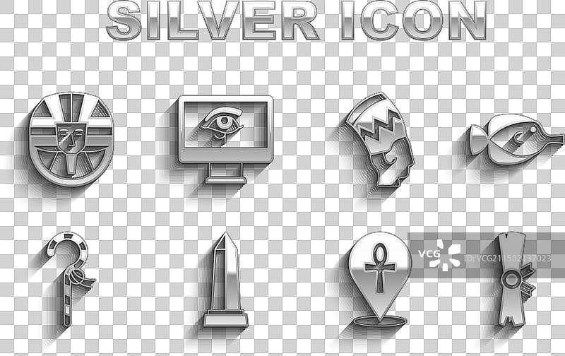 亚历山大方尖碑蝴蝶鱼纸莎草图片素材