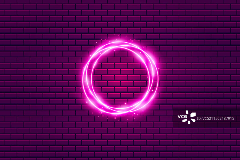 砖墙上明亮的霓虹光晕图片素材