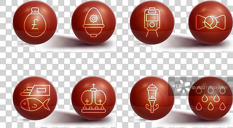 钱袋、英镑与炸鱼薯条线条集图片素材