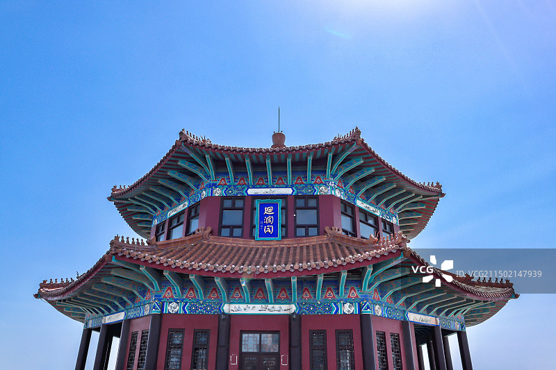 山东青岛栈桥廻澜阁回澜阁古建筑图片素材