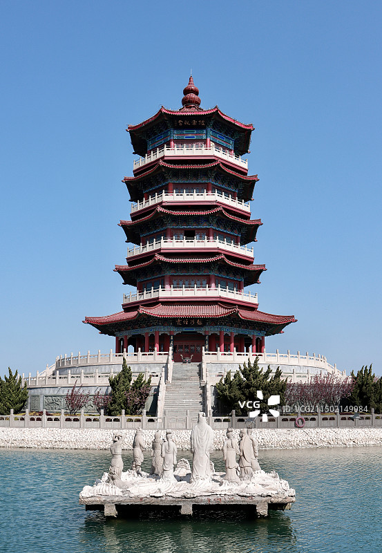 烟台蓬莱八仙渡八仙过海景区会仙阁仿古建筑图片素材