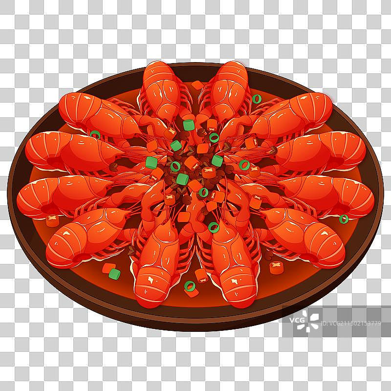 中国湖南传统特色美食麻辣小龙虾插画图片素材