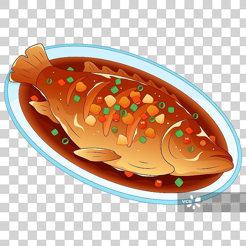 中国安徽传统特色美食臭鳜鱼插画图片素材