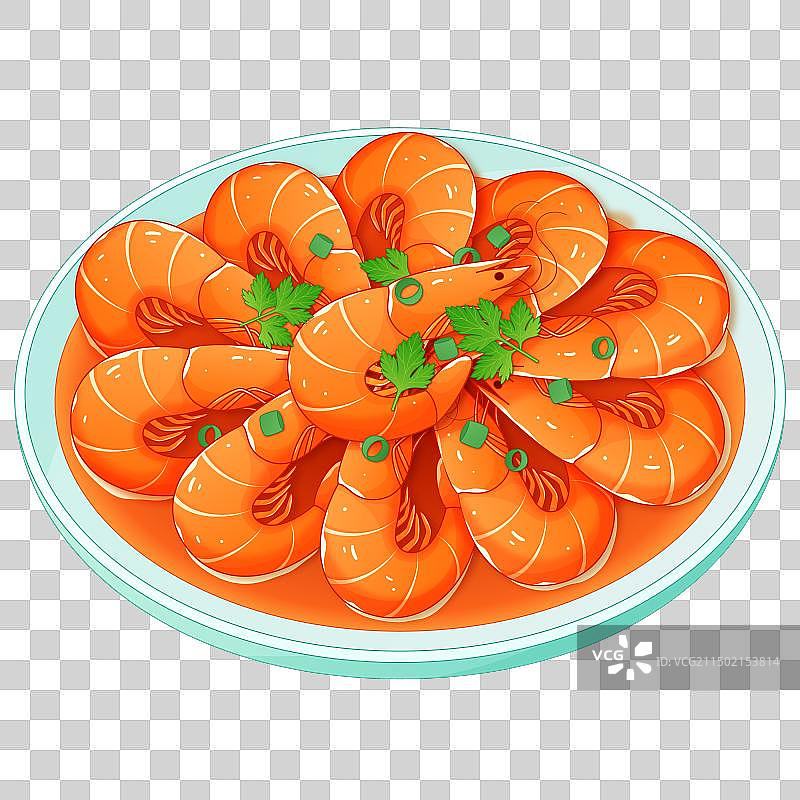 中国山东传统特色美食油焖大虾插画图片素材