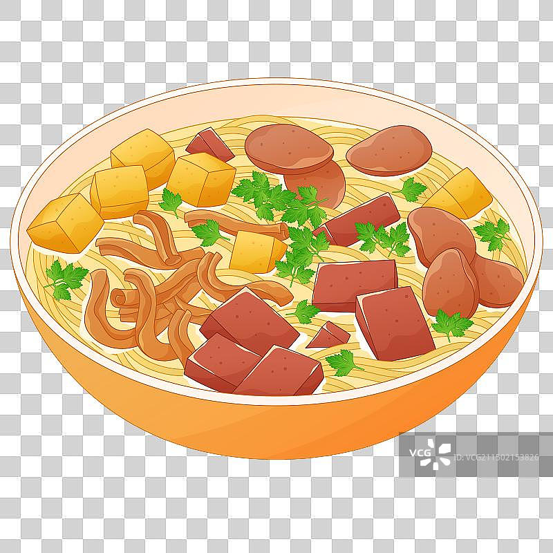 中国南京传统特色美食鸭血粉丝汤插画图片素材