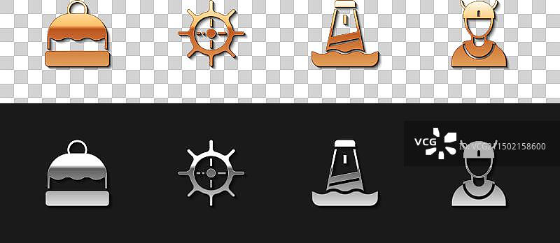 无檐小便帽、船舵和灯塔素材图片素材