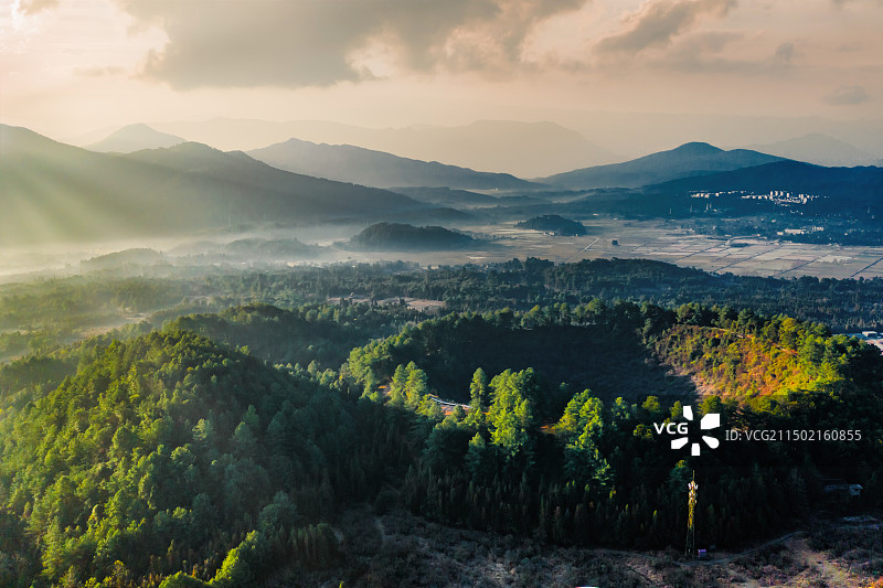 航拍云南腾冲火山地热国家地址公园风光图片素材