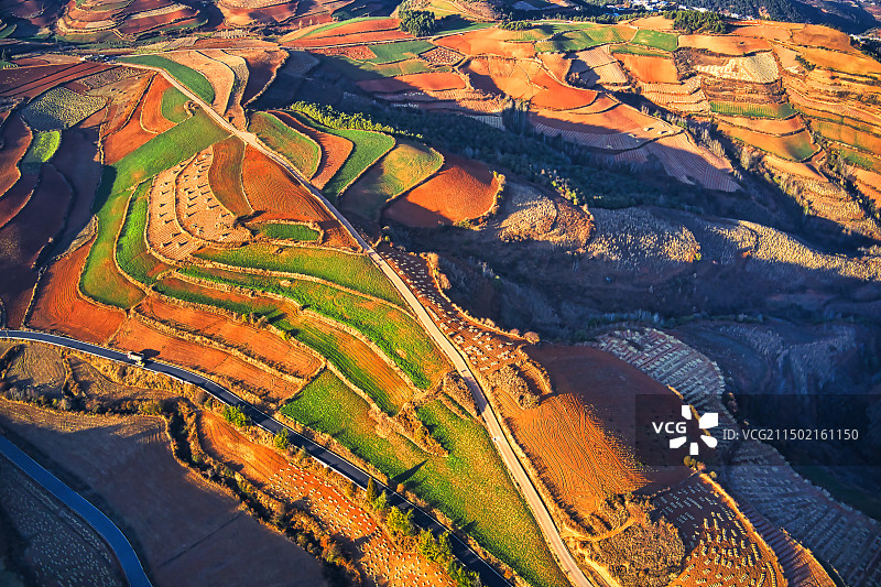 航拍云南昆明东川红土地风光图片素材