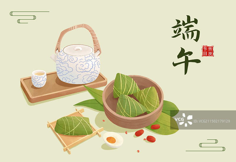 中国传统节日端午节粽子插画海报图片素材